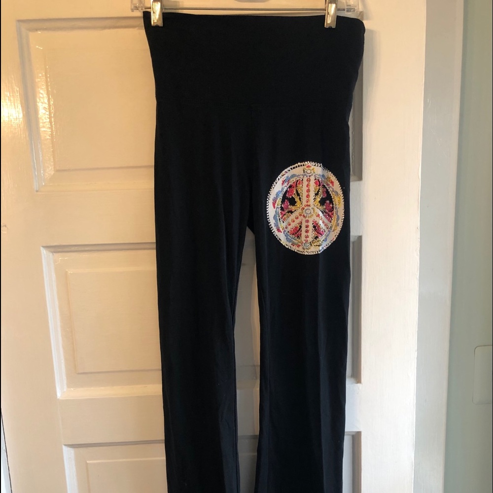 Paris Angel Leggings Pants Sz Medium Peace Sign